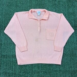 Vintage 90's Mister Noah Knit Polo‎ Sweater Pink